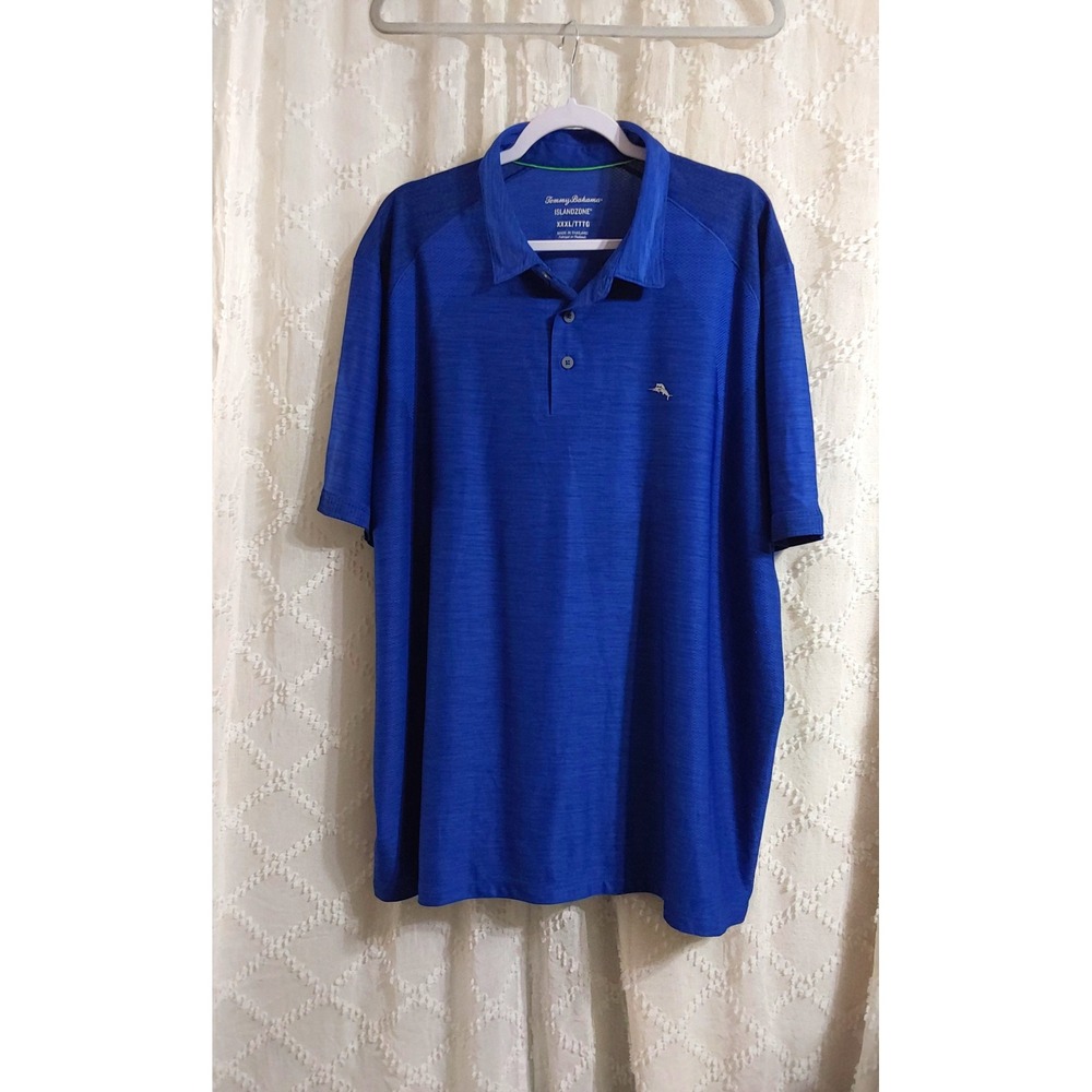 Tommy Bahama IslandZone‎ Polo Shirt Mens XXXL Blue Space Dye Short Sleeve Marlin